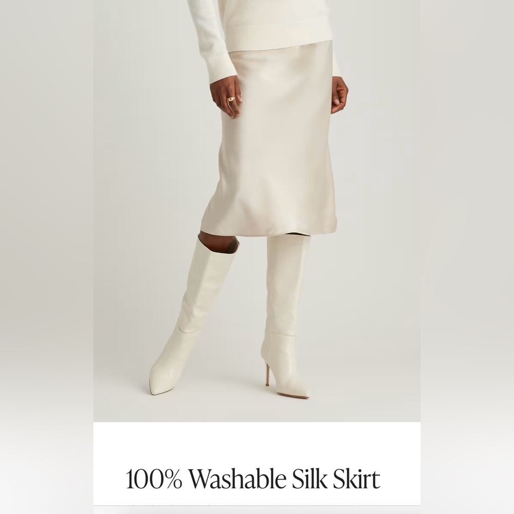 Quince 100% Washable Silk Skirt Champagne
